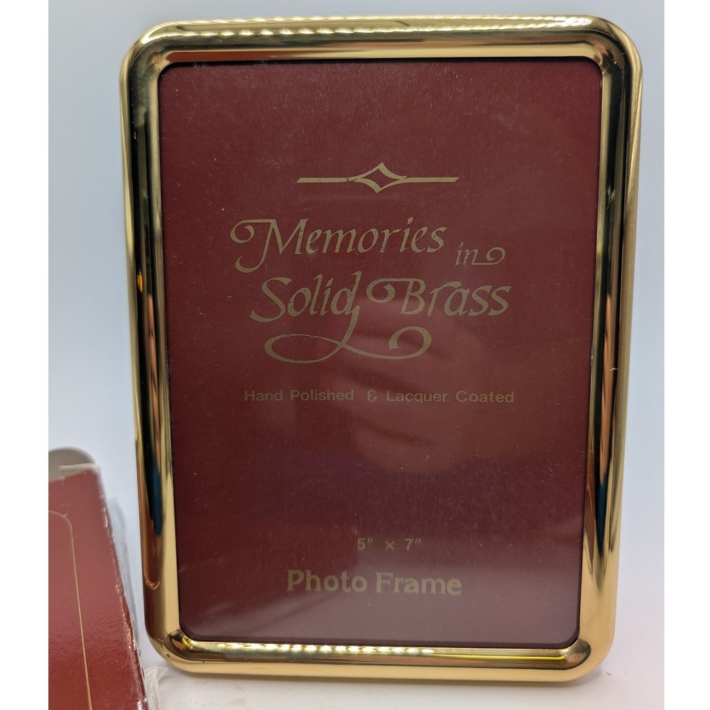 Vtg NIB Solid Brass Photo Frame Gold Lacquer Coated 5x7" Mid-Century MCM Retro